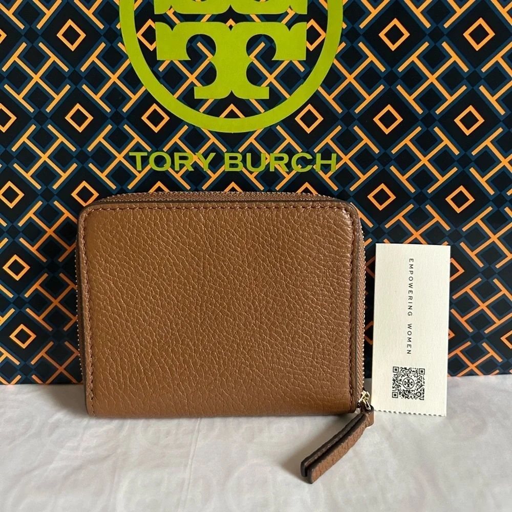Tory Burch Britten Bifold Wallet Moose Gold Brown Tan